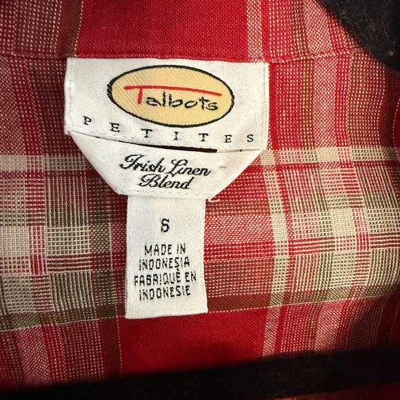 Vintage Talbots linen Red Plaid Top - Picture 3 of 3